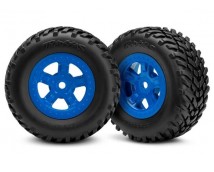 Tires and wheels, ass, glued (SCT blue wheels, SCT off-road, TRX7674