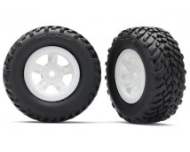Tires and wheels, assembled, glued (SCT white wheels, SCT off-road racing tires)