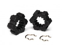 Wheel hubs, hex (2)/ hex clips (2), TRX7756