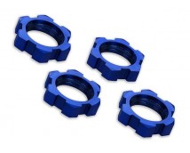 Wheel nuts, splined, 17mm, serrated (blue-anodized) (4), TRX7758
