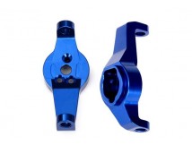 Caster blocks, 6061-T6 aluminum (blue-anodized), left and right