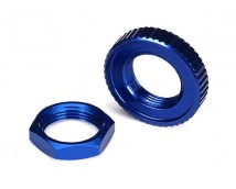 Servo saver nuts, aluminum, blue-anodized (hex (1), serrated, TRX8345