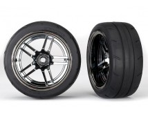 Tires and wheels, assembled, glued (split-spoke black chrome, TRX8374