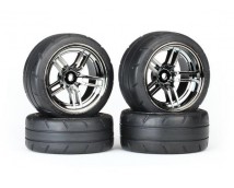 Tires & wheels, assembled, glued (split-spoke black chrome w, TRX8375