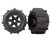 Tires & wheels, assembled, glued (black 3.8' wheels, paddle tires, foam inserts)